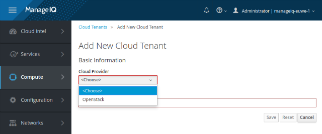 Add New Cloud Tenant