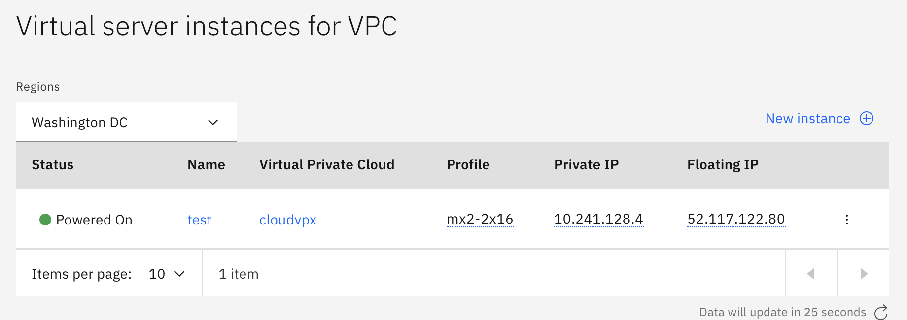 Figure showing example Floating IP address.