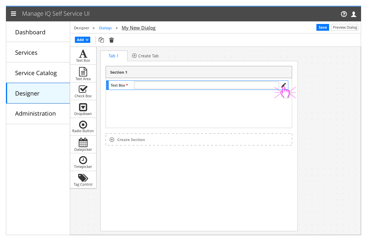 Element with revealed edit button