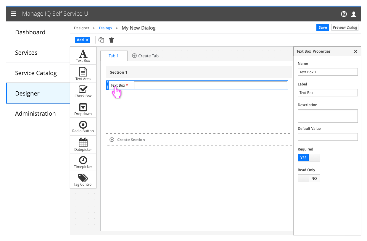 Editor with properties panel