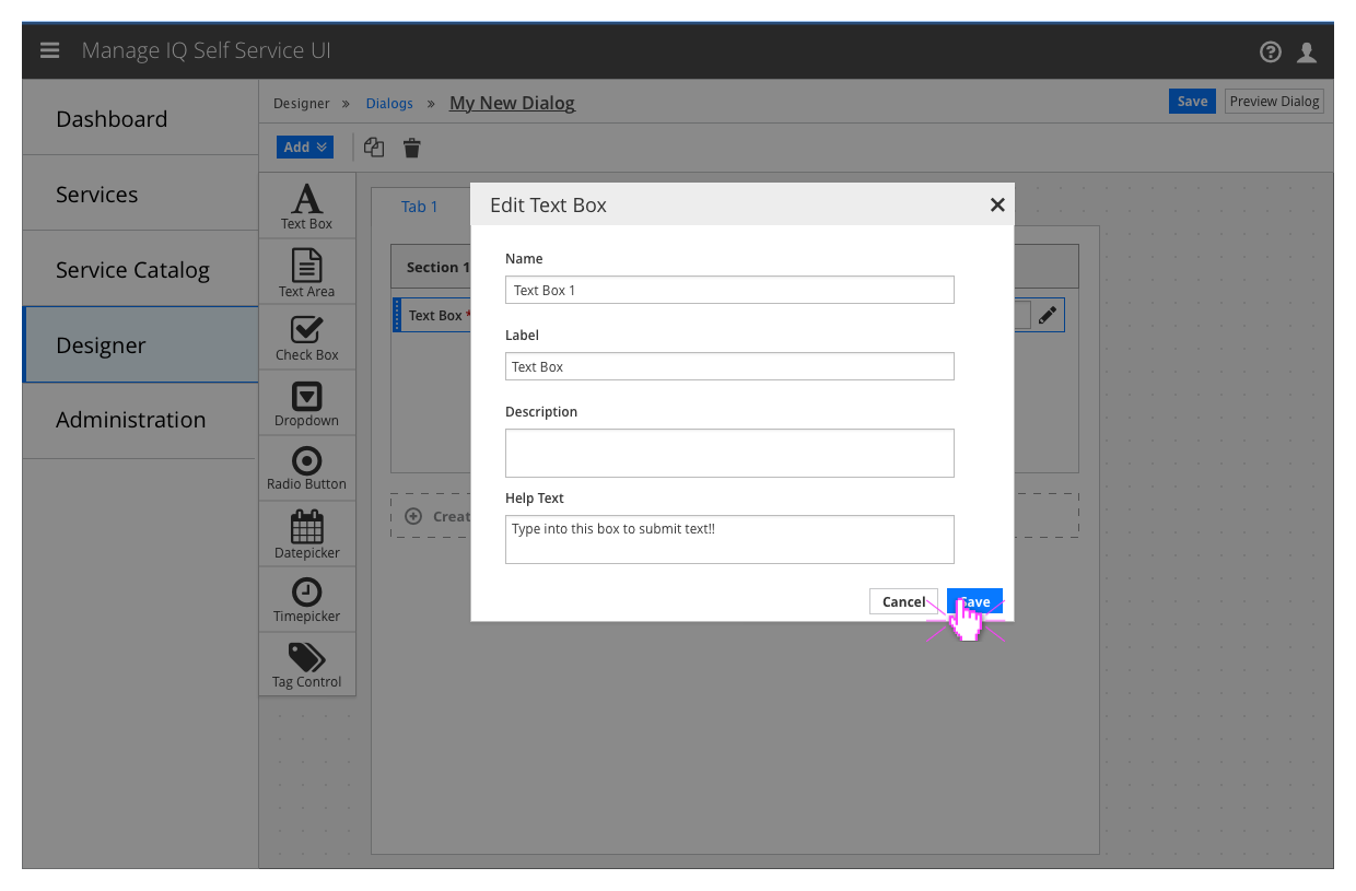 Adding help text to an element